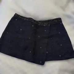 ビーズ装飾ミニスカート 黒