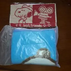 スヌーピー　ハンドタオル2枚(日本生命)とブランケット(ミスド)セット