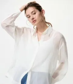 シアーシャツ オフホワイト ユニクロ