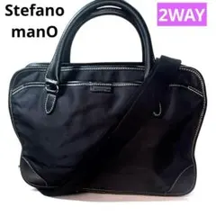 極美品 STEFANO MANO ビジネスバッグ 2way ブラック イタリア製のサムネイル
