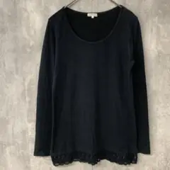 3can4on サンカンシオン 長袖カットソー 裾レース サイドスリット