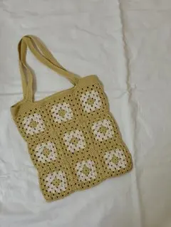 【ハンドメイド】グラニースクエアバッグ イエロー