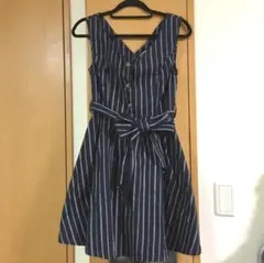 ジャンスカ エムズエキサイト ジャンパースカート ストライプ フレアスカート