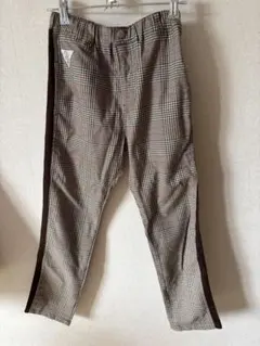 ブラウンチェック柄ロングパンツ