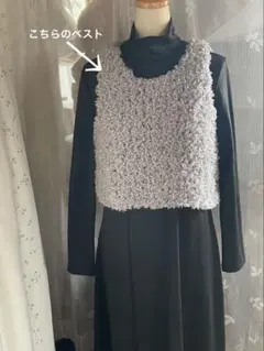 ノースリーブニットベスト グレー