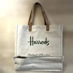【難あり】Harrods エコバッグ ベージュ キャンバス