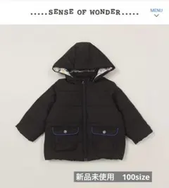 新品未使用SENSE OF WONDER 黒 中綿コート フード付き