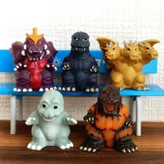ゴジラ総攻撃　指人形　セット　ミニラ　ゴジラ　バーニングゴジラ　ソフビ