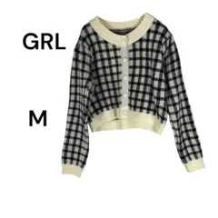 グレイル　GRL ボタン付き クロップドニット M チェック　ボレロ　くるみのサムネイル