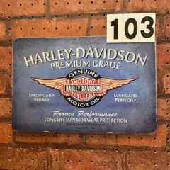 ハーレーダビッドソン HARLEY 青 《103》レトロ ブリキ 看板 ☻のサムネイル