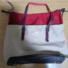 TOMMY HILFIGER トートバッグ 赤 ベージュ