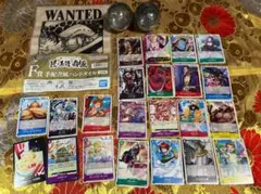 ワンピース グッズ。ハンドタオル、トレカ、ワンピの実セット