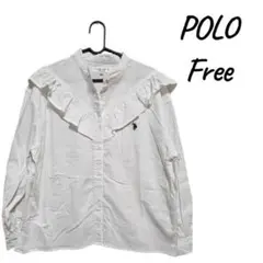 『美品』POLO フリル付き長袖ノーカラー♡シャツ Free ホワイト