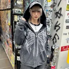 KRY ヒョウ柄 パーカー グレー サブカル地雷 「MASATU .long」 - メルカリ