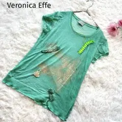 イタリア製メモス　ヴェロニカエッフェ デザインTシャツ 装飾付き グリーン　M
