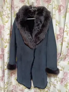 SAGA FUR カシミヤ100% ベルテッドコート フォックス M 黒 - メルカリ