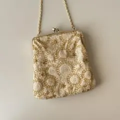 ゴールドビーズ刺繍 パーティーバッグ チェーン付き