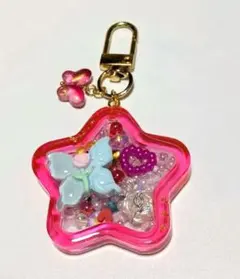 218 シャカシャカキーホルダー シェイカー ハンドメイド レジン ピンク