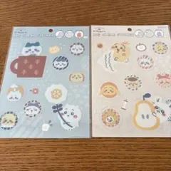 【新品２枚セット】ちいかわ　ビッグクリアステッカーシール　ベージュ・ブルー