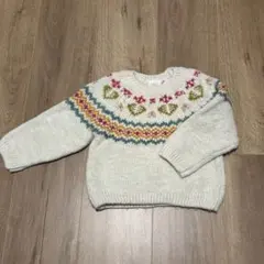 アイボリー ノルディック柄 ニットセーター 86cm