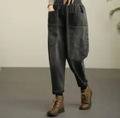 デニムパンツ ウエストゴム XL コクーンデニム