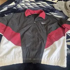 90s NIKE ビッグスウッシュ ナイロンジャケット XL 刺繍ロゴ白タグ