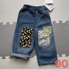 しまむら＊mir… AI ARAI パッチワークデニムパンツ 90