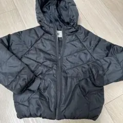 ZARA 黒いキルティング中綿コート フード付き