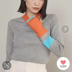 miette　ミエット　マルチ配色フィンガーリブニット　グレーのサムネイル
