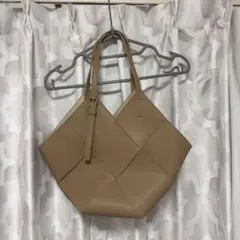 編み込みデザイン トートバッグ ベージュ