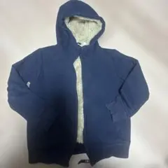 UNIQLO フード付き 裏ボアフルジップパーカー　130 ネイビー