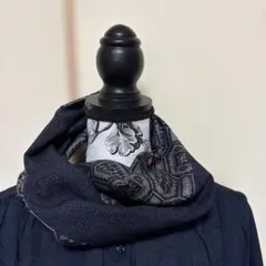 ひねりスヌード　短い　着物リメイク　正絹 ハンドメイド　紬