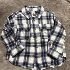 petit main 長袖シャツ 100cm ネイビー・ホワイトチェック