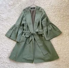 カーキ フレアスリーブ トレンチコート
