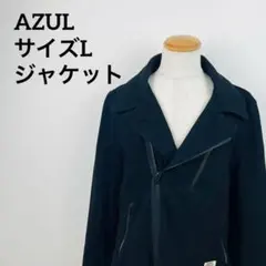 AZUL アズール 黒いジッパー付きラペルジャケット コート アウターのサムネイル