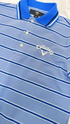 キャロウェイ　ゴルフ　ポロシャツ　青　ボーダー　M　半袖