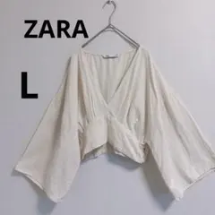 ZARAザラ　Vネックショート丈 ボレロ コットンリネンLトップスのサムネイル