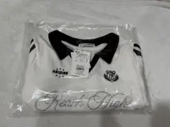 NICE CLAUP【continuer】配色襟キラキラロゴサイドドロストTee