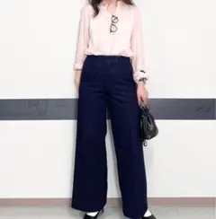 ワイドトラウザージーンズ NAVY