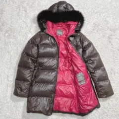 デュベティカ　ダウンジャケット　ブラウン　KAPPA フード　ファー　ロング　M