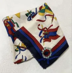 マニプリ/フラッグプリント　ウールシルク120cmストール新品　混率なし