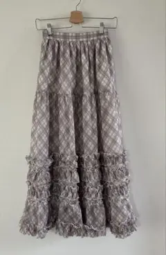 新品タグあり　An MILLE アンミール　ギャザーボリュームスカート チェック