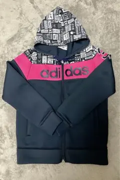【adidas】アディダスフード付きパーカー ネイビー/ピンク　ゴルフウェア