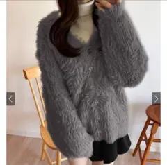 grl フェザーニットカーディガン kz321 チャコール