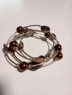 ♦ブラウン系 パールビーズ ラップブレスレット