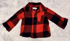 【断捨離中】 branshes ブランシス赤・黒チェック 長袖シャツ　80センチ