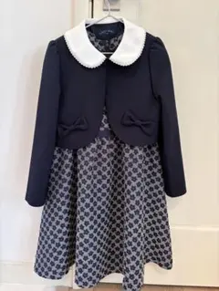 ショパン　ネイビー花柄ワンピースとジャケットセット130