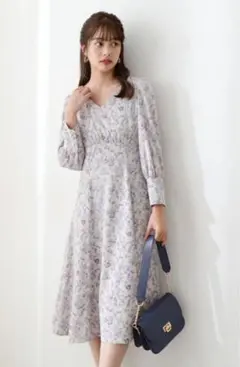 プロポーション ぼかしフラワーハイウエストワンピース