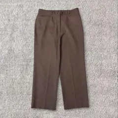センタープレス　ワイド　スラックス　パンツ　ブラウン　きれいめ　カジュアル