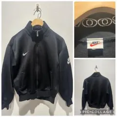 90s NIKE ナイキ トラックジャケット 黒 Ｌ　スウッシュ刺繍 日本製